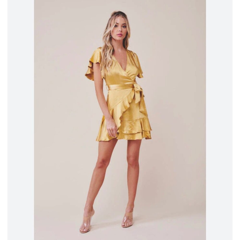 Elegant Yellow Ruffle Mini Dress
